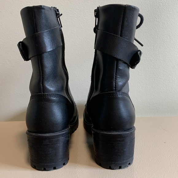 STEVE MADDEN Griffen Leather Moto Combat Style Boots Size 7.5 Black - Picture 4 of 16